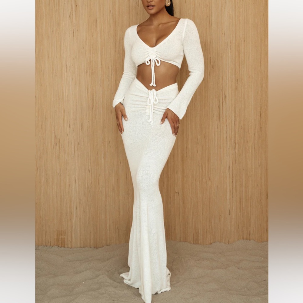 NWT Jluxlabel WHITE RESORT TWO-PIECE SKIRT SET Sz Sm